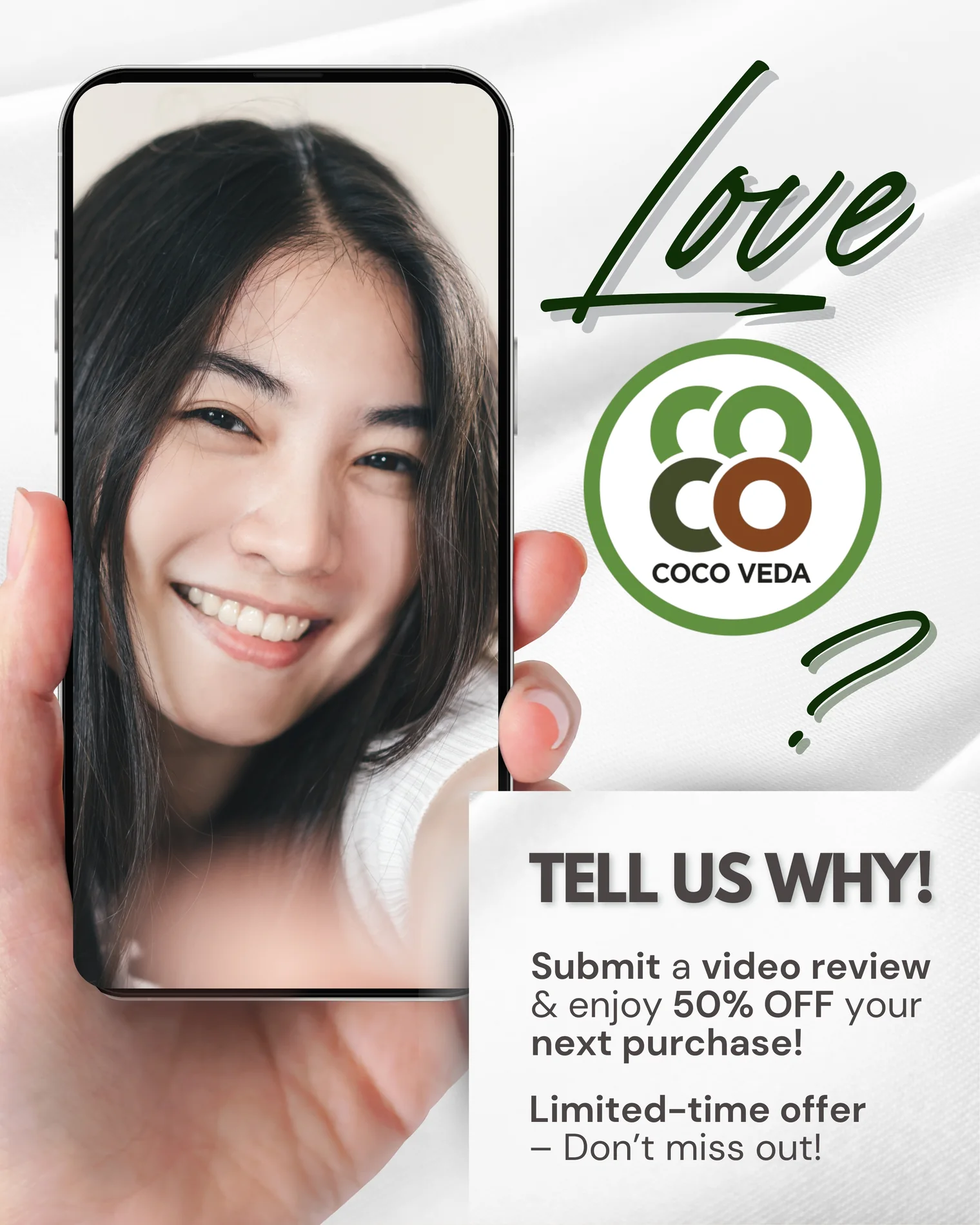 Coco Veda Love promotional social creative with branded logo